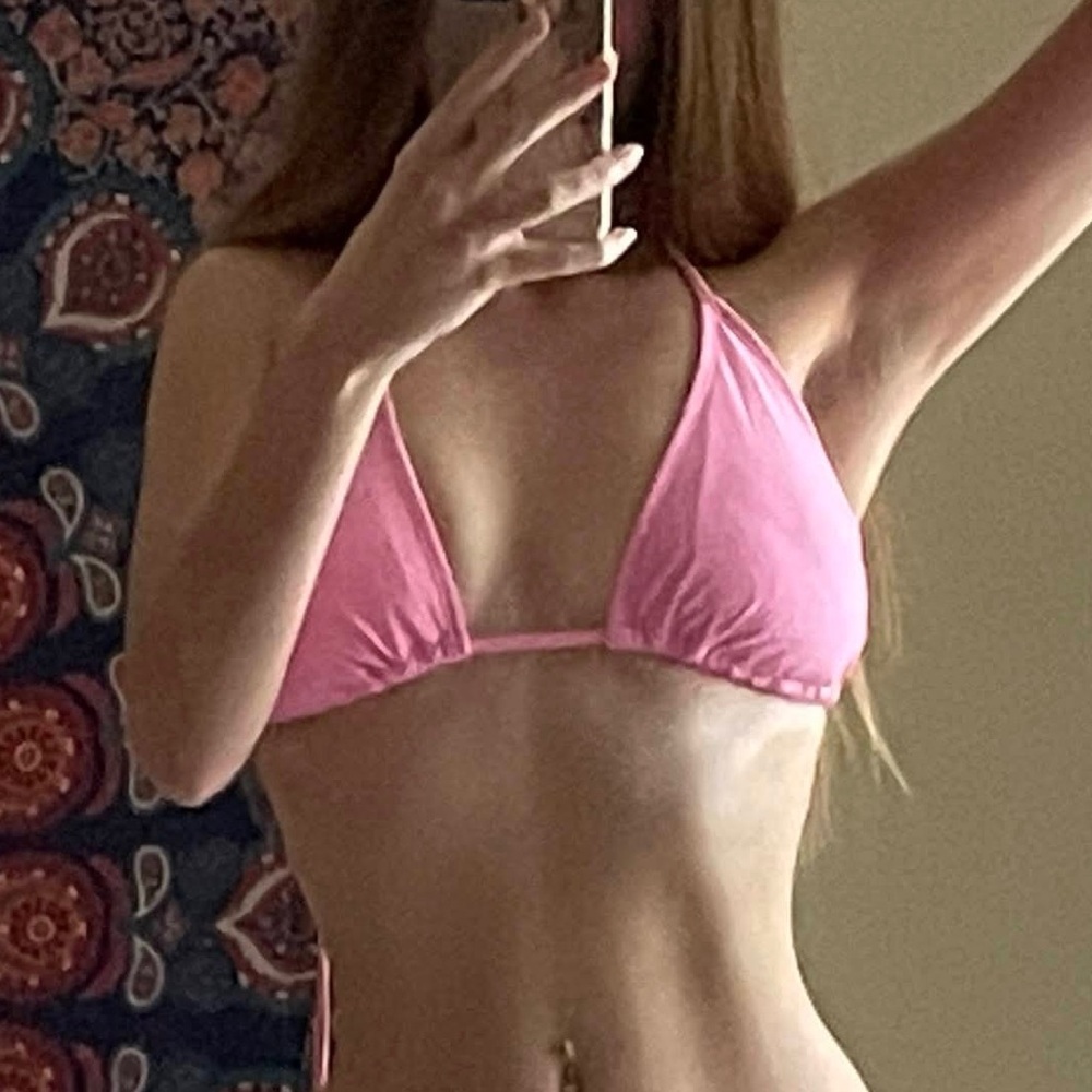 Pink Triangle String Bikini Top